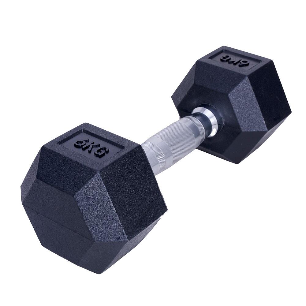 IVOL Mancuerna 6 kg - Hexágono - Negra - Goma - Juego de 2