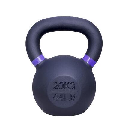 Kettlebell aus Gusseisen, 20 kg – Schwarz mit Lila