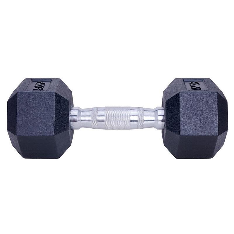 Gantera 6 kg - Hexagonală - Neagră - Cauciuc - Set de 2