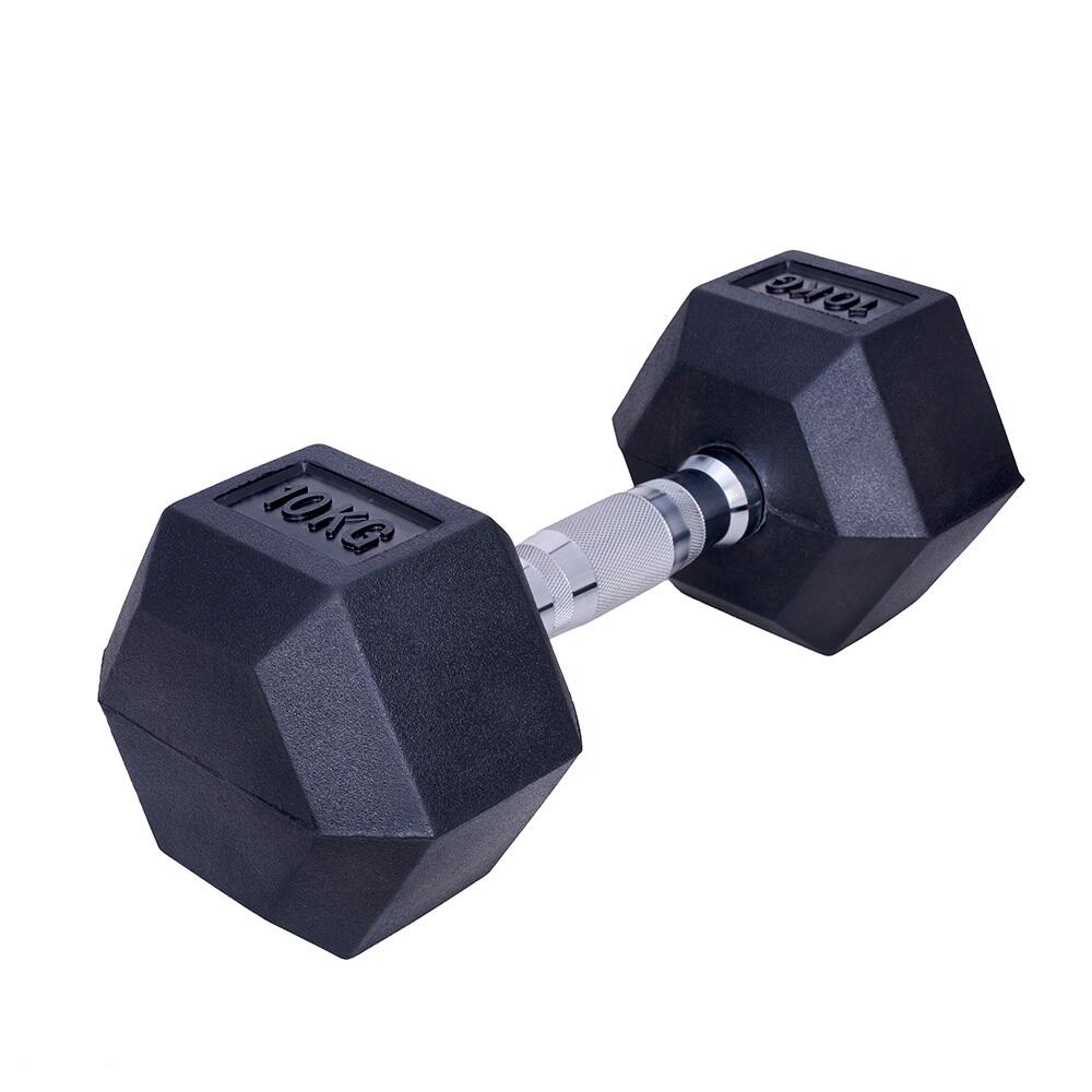 Haltere 10 kg - Hexágono - Preto - Borracha - Conjunto de 2