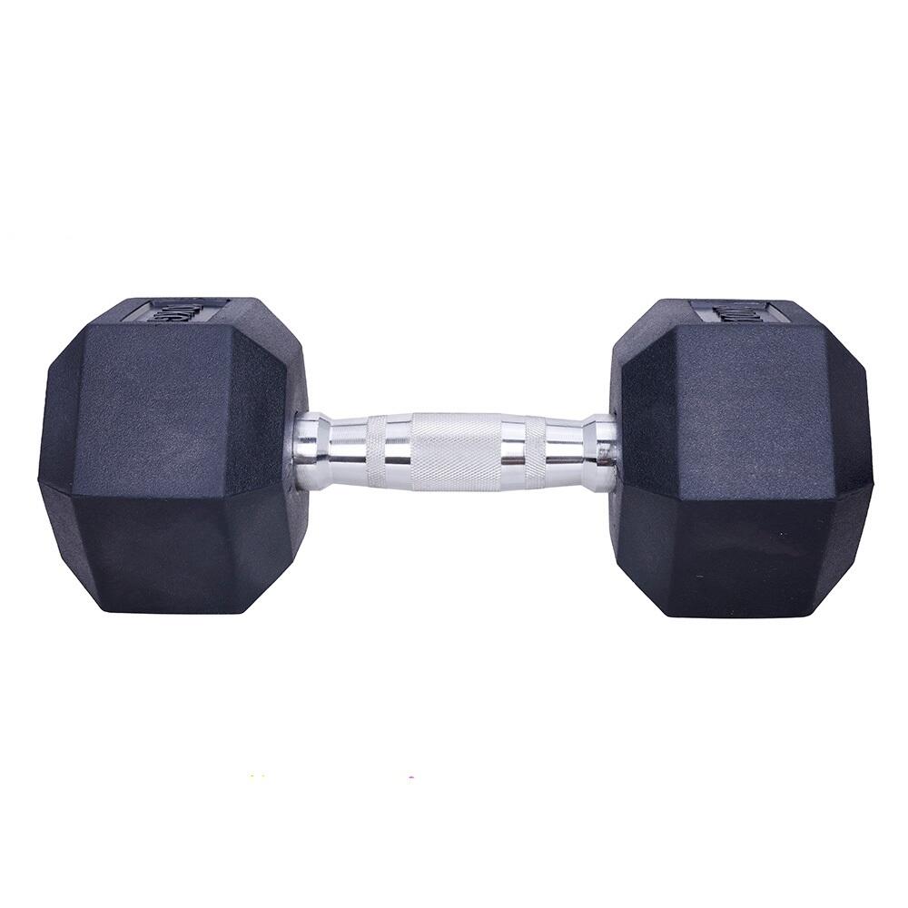 Dumbbell 10 kg - Hexagon - Zwart - Rubber - Set van 2 6/7