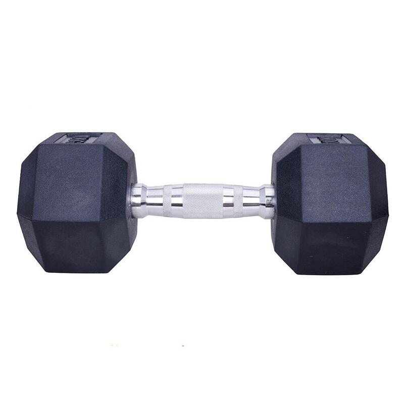 Gantera 10 kg - Hexagonală - Neagră - Cauciuc - Set de 2