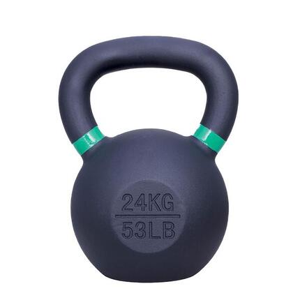 Kettlebell aus Gusseisen, 24 kg – Schwarz mit Grün