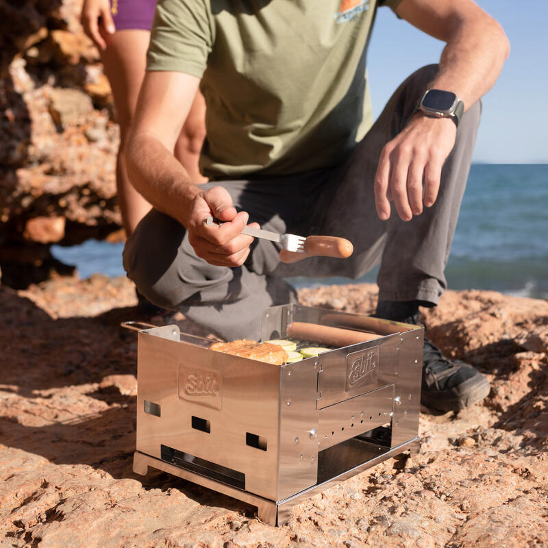 Barbecue à charbon valise BBQ de camping bois pliable Petit