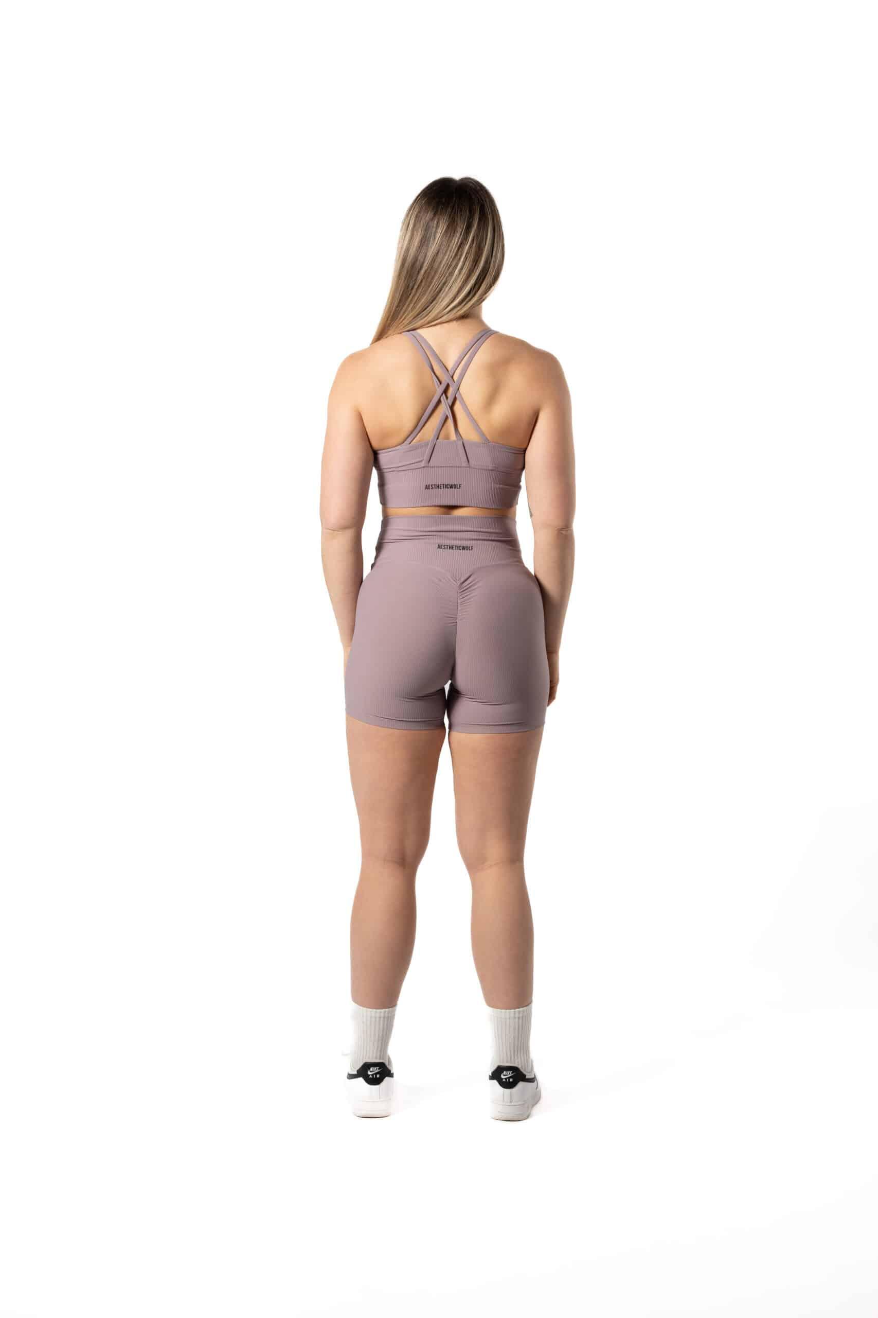 Pantalón Corto de Canalé sin Costuras v2 Scrunch Fitness Plum Roja 5/5