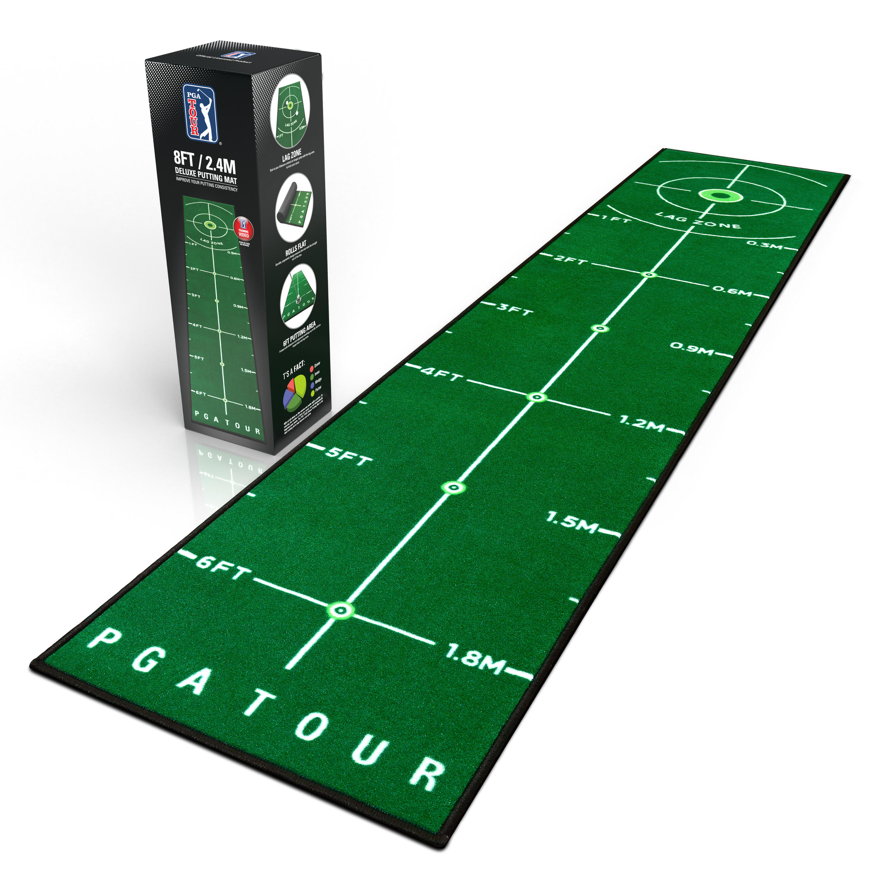 PGA TOUR 8ft Deluxe Golf Putting Mat