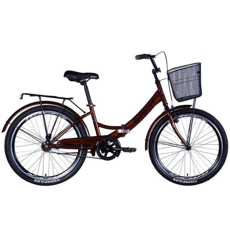 Bicicletă pliabilă cu cos Davi Smart 24", 130-170 cm, 1 viteza, Maro