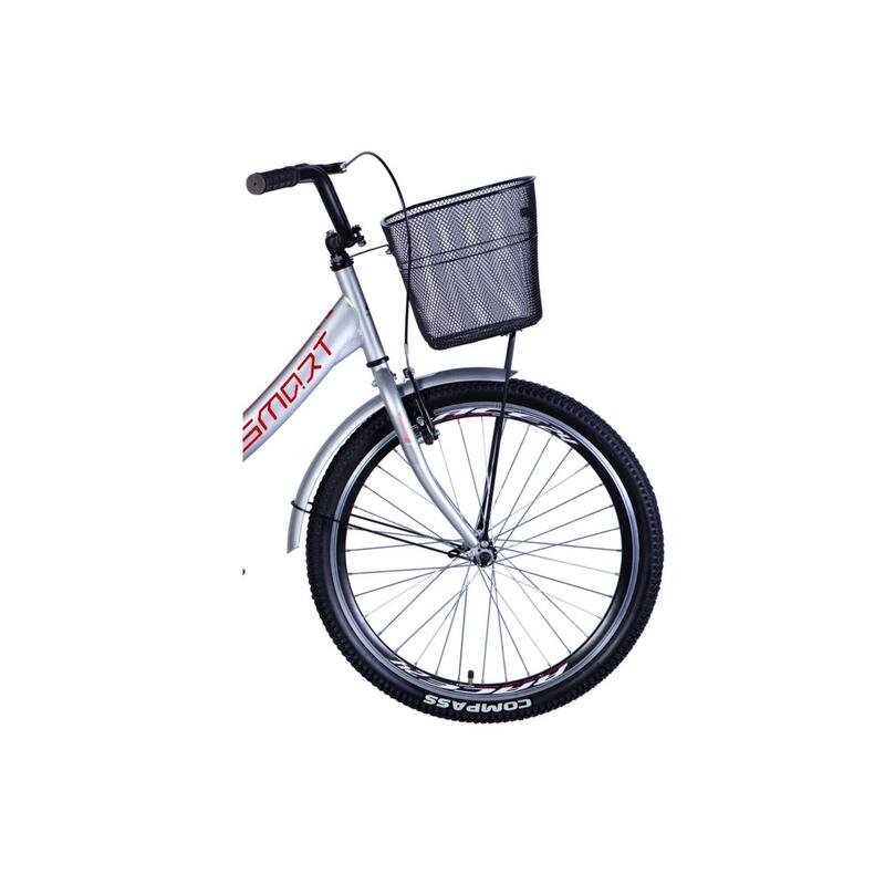 Bicicletă pliabilă cu cos Davi Smart 24", 130-170 cm, 1 viteza, Argintiu/Alb