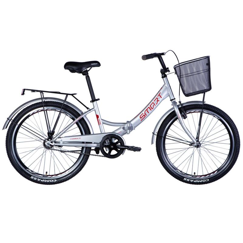 Bicicletă pliabilă cu cos Davi Smart 24", 130-170 cm, 1 viteza, Argintiu/Alb