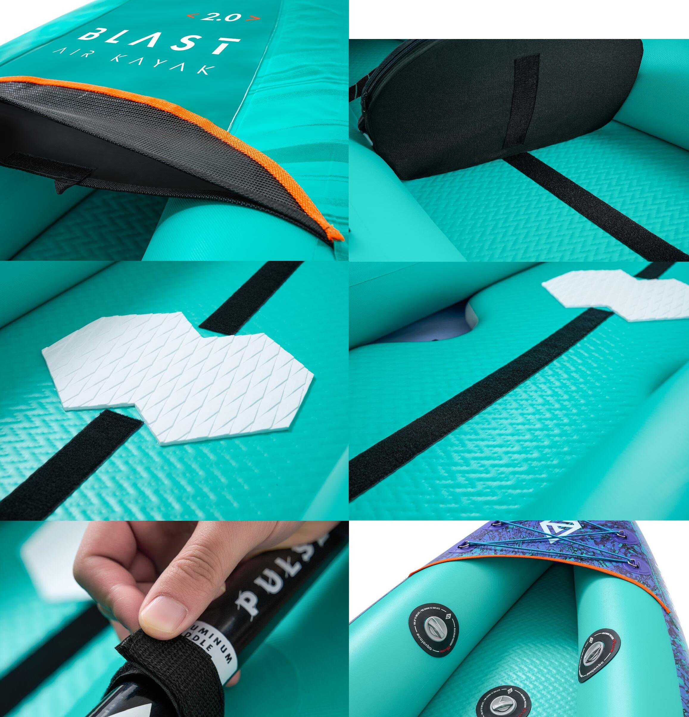 Kajak dwuosobowy pompowany z podłogą dropstitch Aquatone Blast 12.0 zestaw 5/7