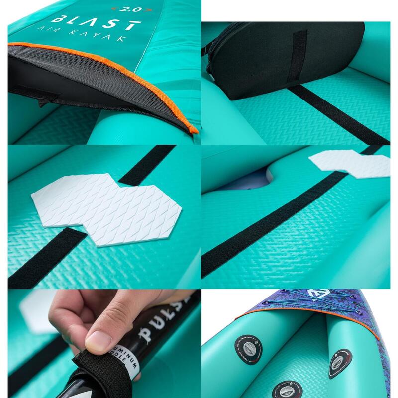 Kajak dwuosobowy pompowany z podłogą dropstitch Aquatone Blast 12.0 zestaw