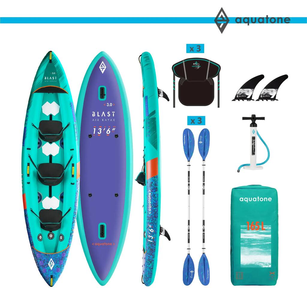 AQUATONE Blast 13'6" Inflatable Recreational Kayak 3-Person