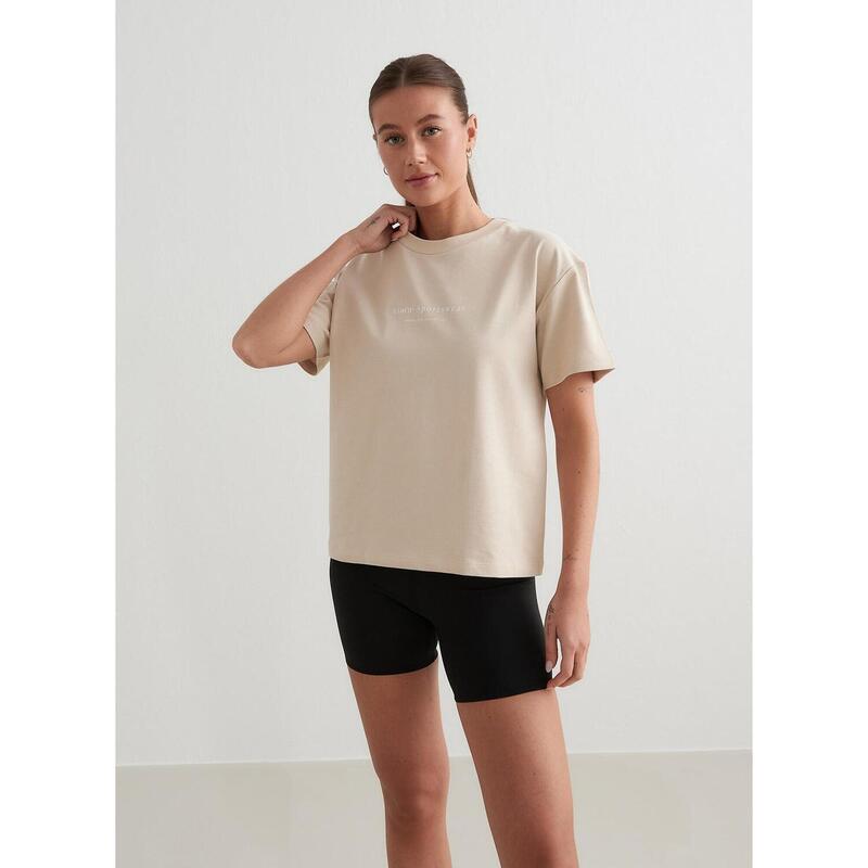 T-shirt Serif BoxyYoga Dames Café Au Lait aim'n