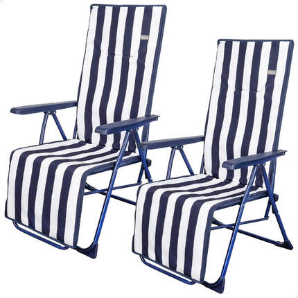 Set van 5 inklapbare ligstoelen met nautische strepen Aktive