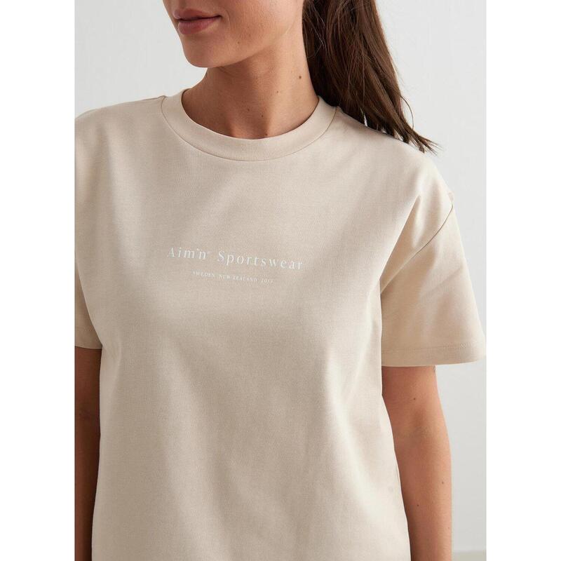 T-shirt Serif BoxyYoga Dames Café Au Lait aim'n