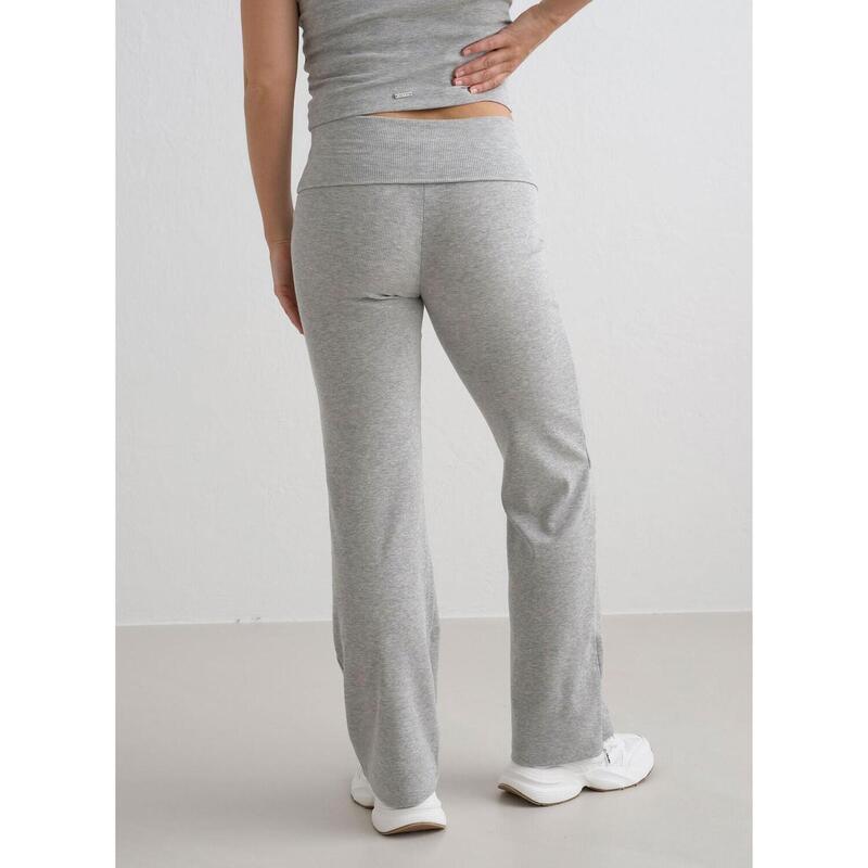 Broek Petite Ease Geribd Yoga Dames Grijs Gemêleerd aim'n