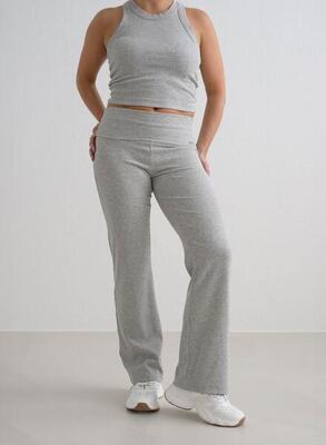 Damen Yoga Hose Petite Gerippt Lichtgewicht Grau Melange