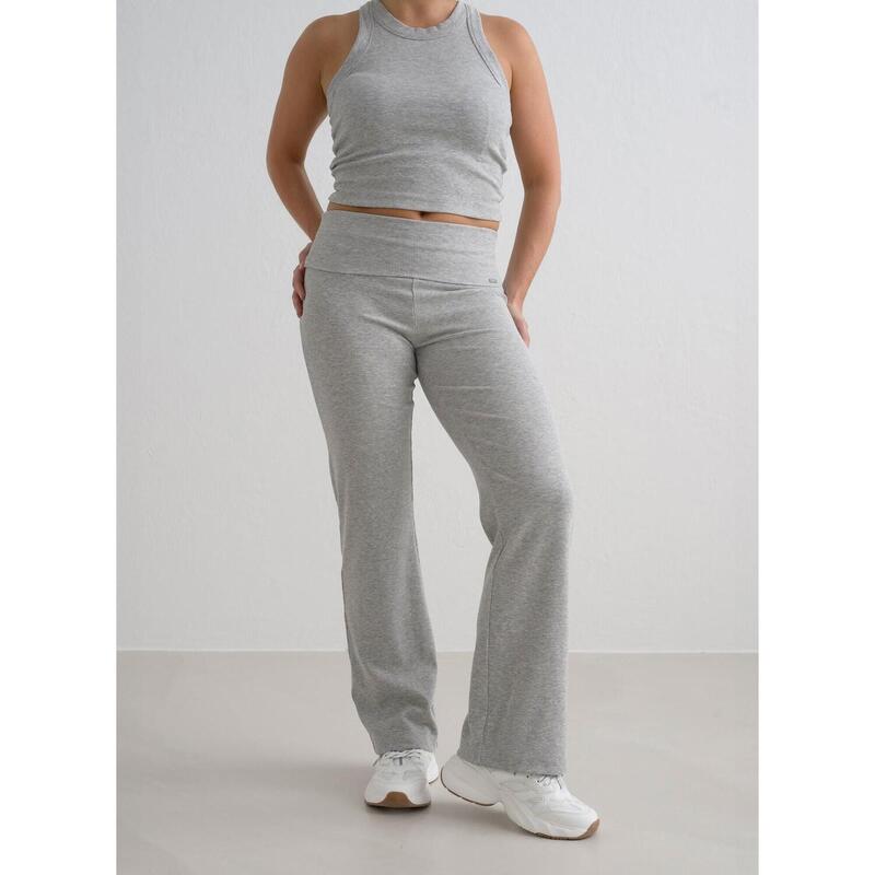 Broek Petite Ease Geribd Yoga Dames Grijs Gemêleerd aim'n