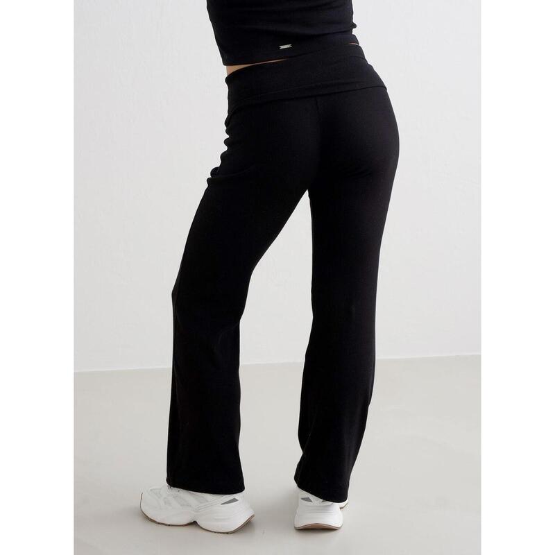 Pantalon Petite Ease Côtelée Yoga Femmes Noir aim'n