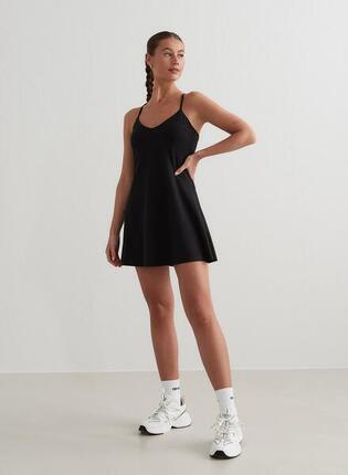 Damen Kleid Integrierte Shorts und BH Schnelltrocknend Schwarz