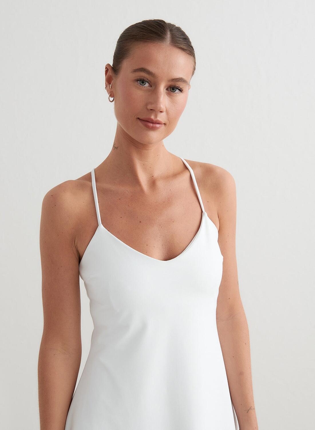 Mujer Vestido con Shorts y Sujetador Integrados Secado Rápido Blanco 4/7