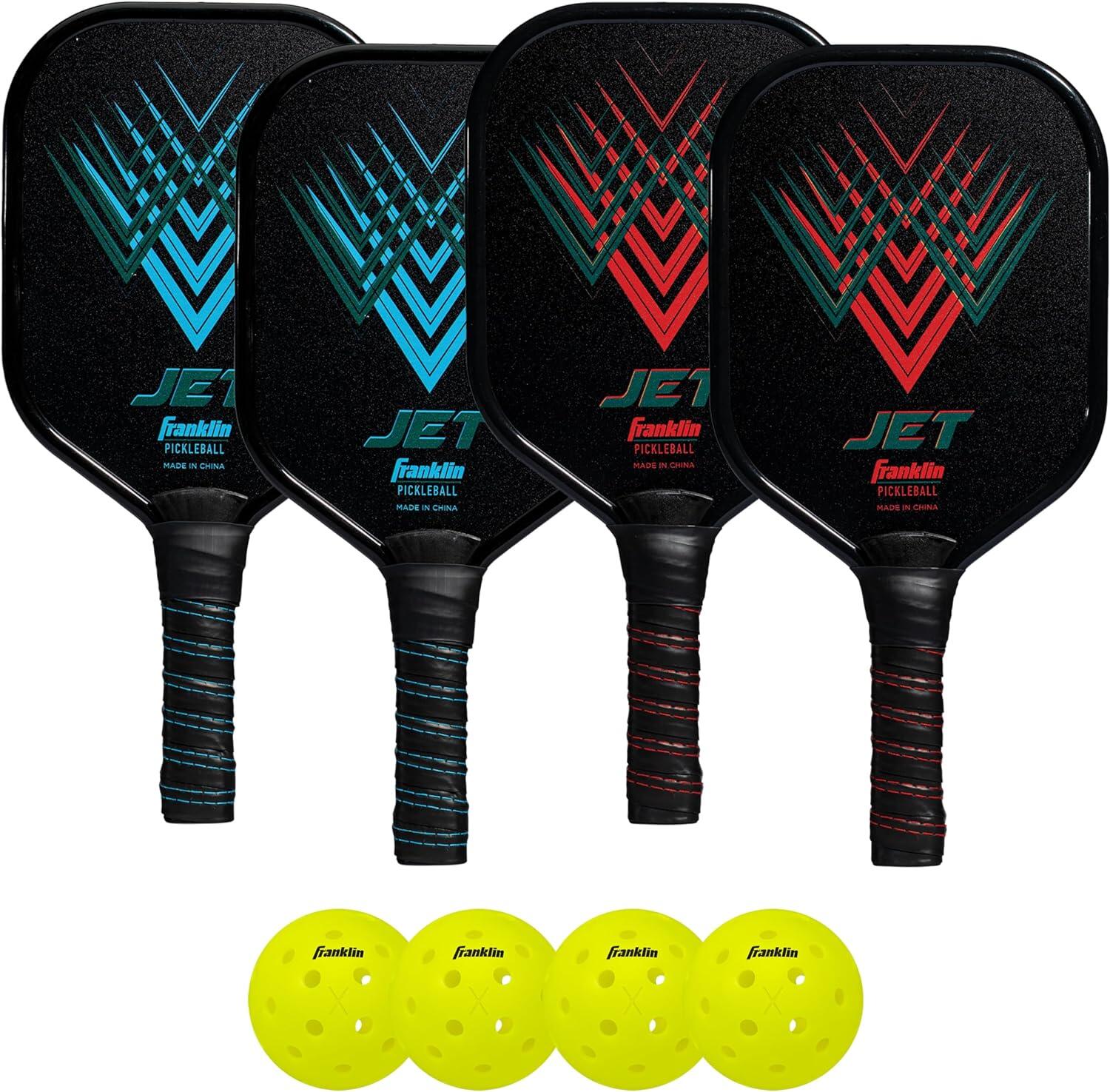Franklin Jet Pickleball Paddle 4 Player Set & Balls 1/2