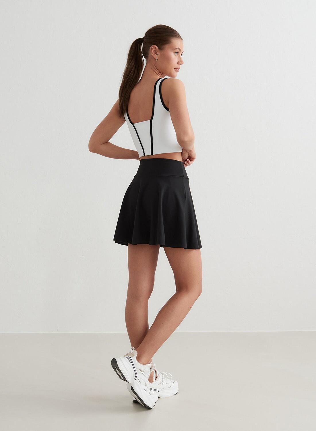Mujer Falda Pantalón Cintura Alta Malla Interior Transpirable Sense Negro 4/7