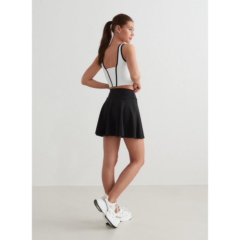 Dames Tennis Rok Vochtafvoerende Skort Zwart