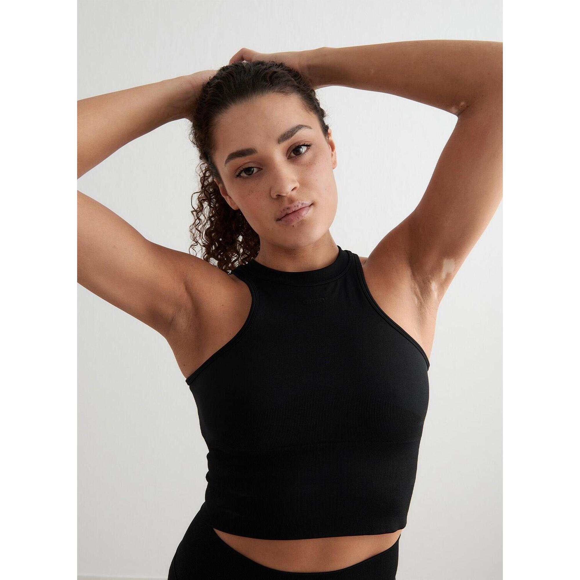 Aim'n - Femme Haut Sportif Racerfront Sans Couture Noir - Débardeur - Noir - 34 2xs - Decathlon