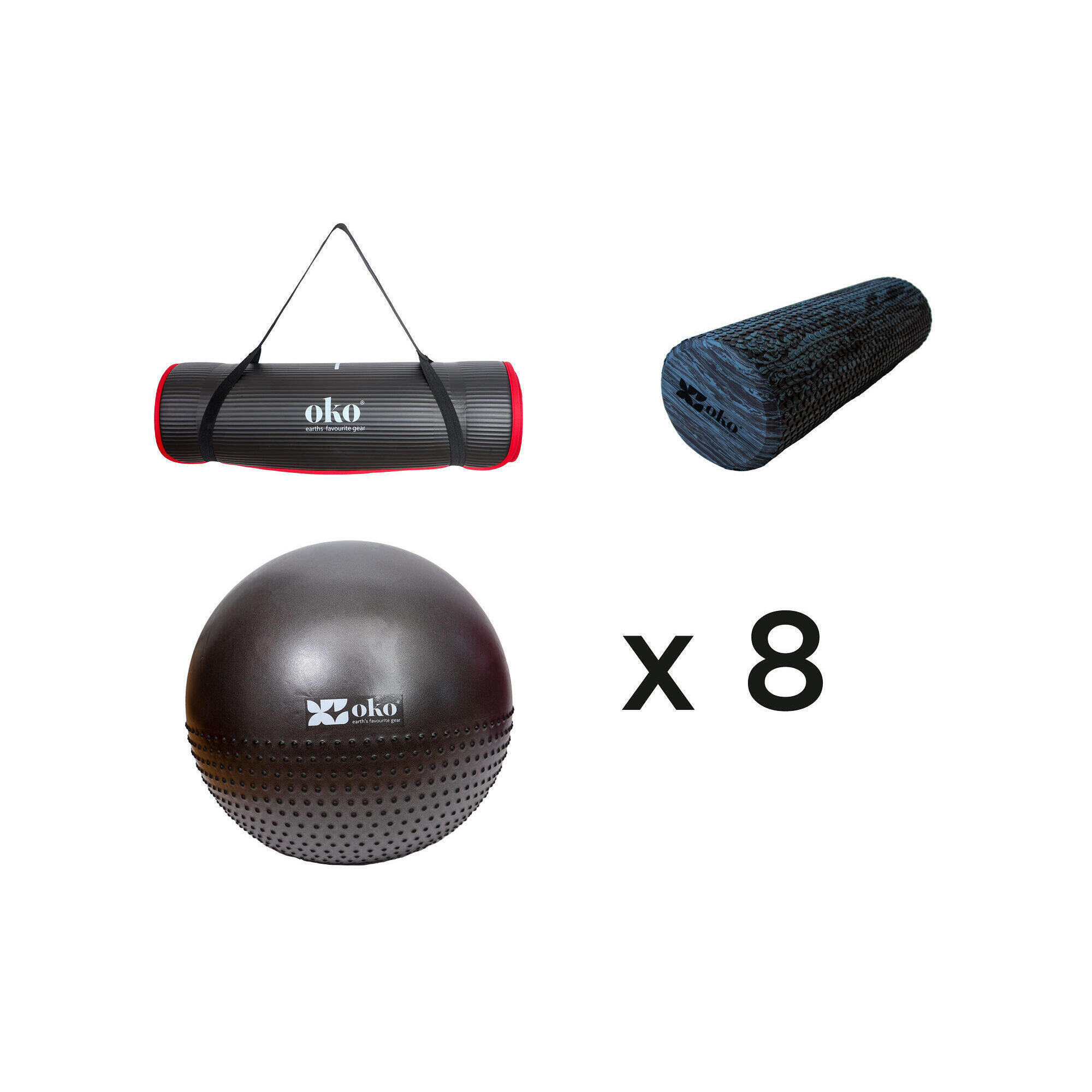 Oko - Kit D'Entrainement De Groupe X8 - Idéal Pour Équiper Vos Clubs ! - Tapis De Yoga - Gris|rouge - Decathlon