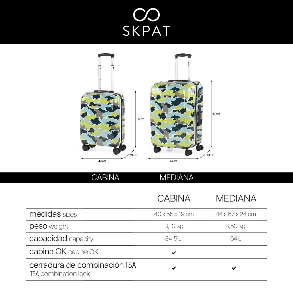 Maleta Pc Mediana 65L Skpat Camo 44X67x24cm 4/7