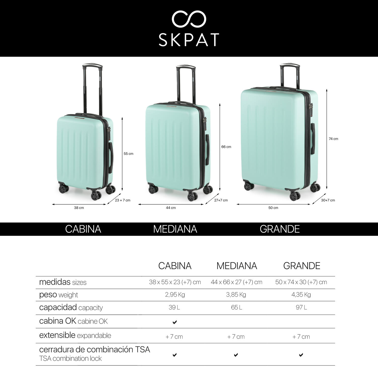 Maleta Abs Pequeña 38L Skpat Lisboa 38X55x23cm 7/7