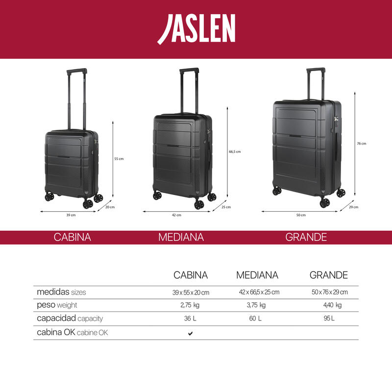 Maleta Abs Mediana 60L Jaslen Oxford 42X66,5X25cm