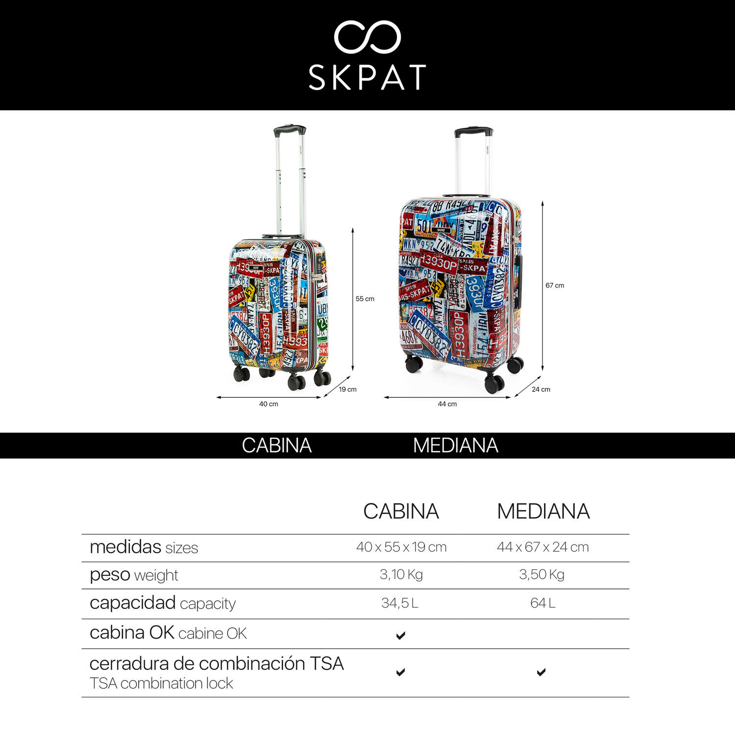 Maleta Pc Pequeña 38L Skpat City 40X55x19cm 6/7