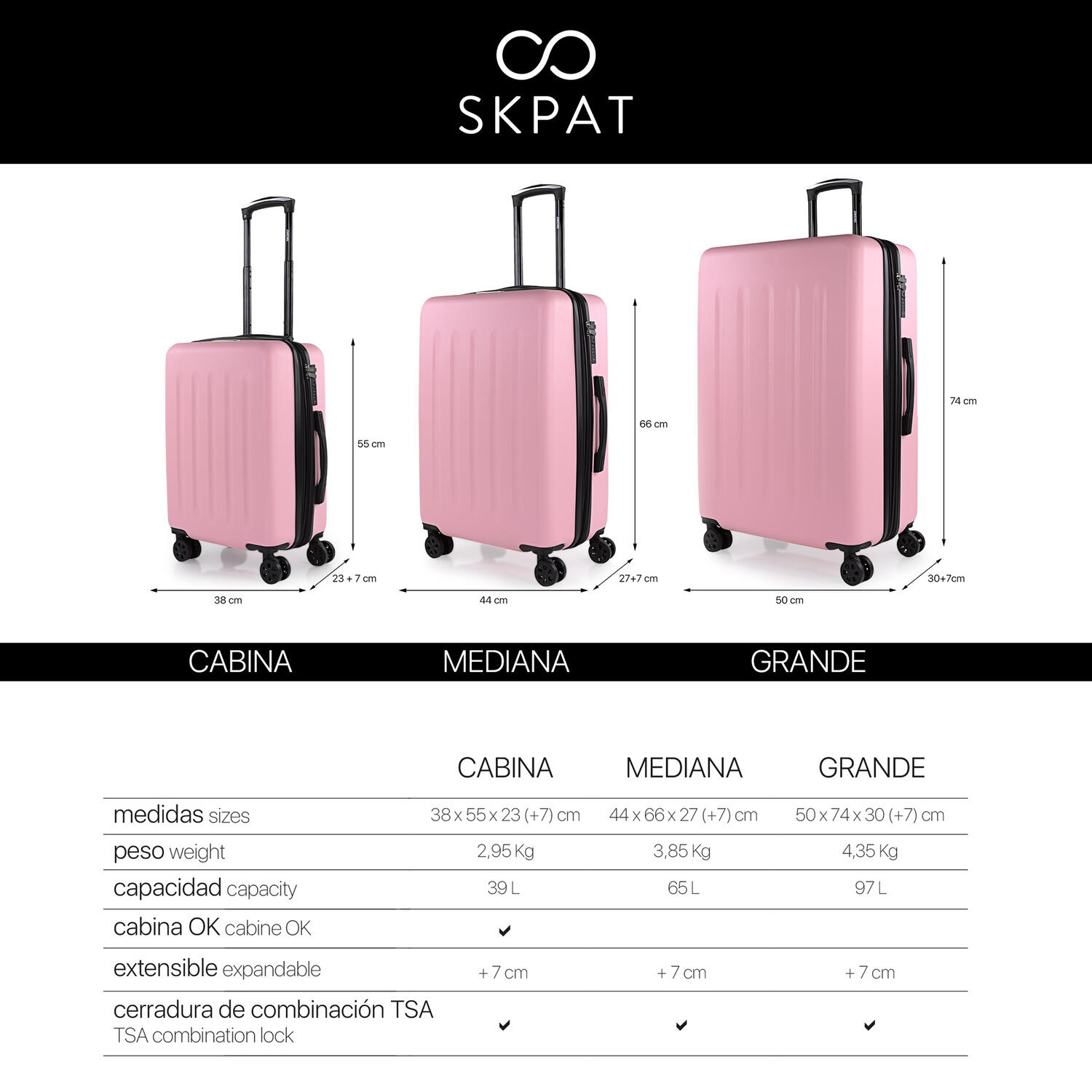 Maleta Abs Mediana 65L Skpat Lisboa 44X64x27cm 7/7