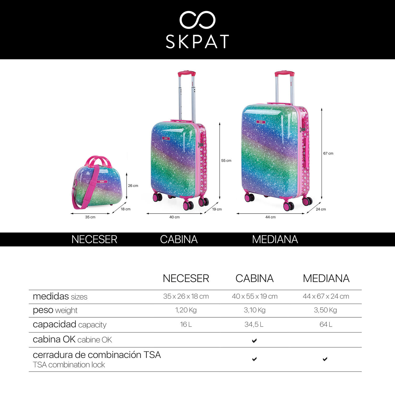 Maleta Pc Pequeña Infantil 34L Skpat Shine Like A Star 40X55x19cm 6/7