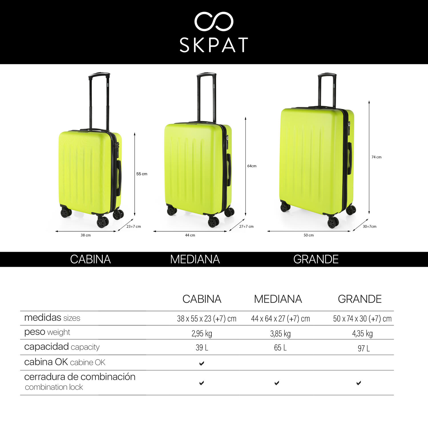 Maleta Abs Mediana 65L Skpat Lisboa 44X64x27cm 7/7