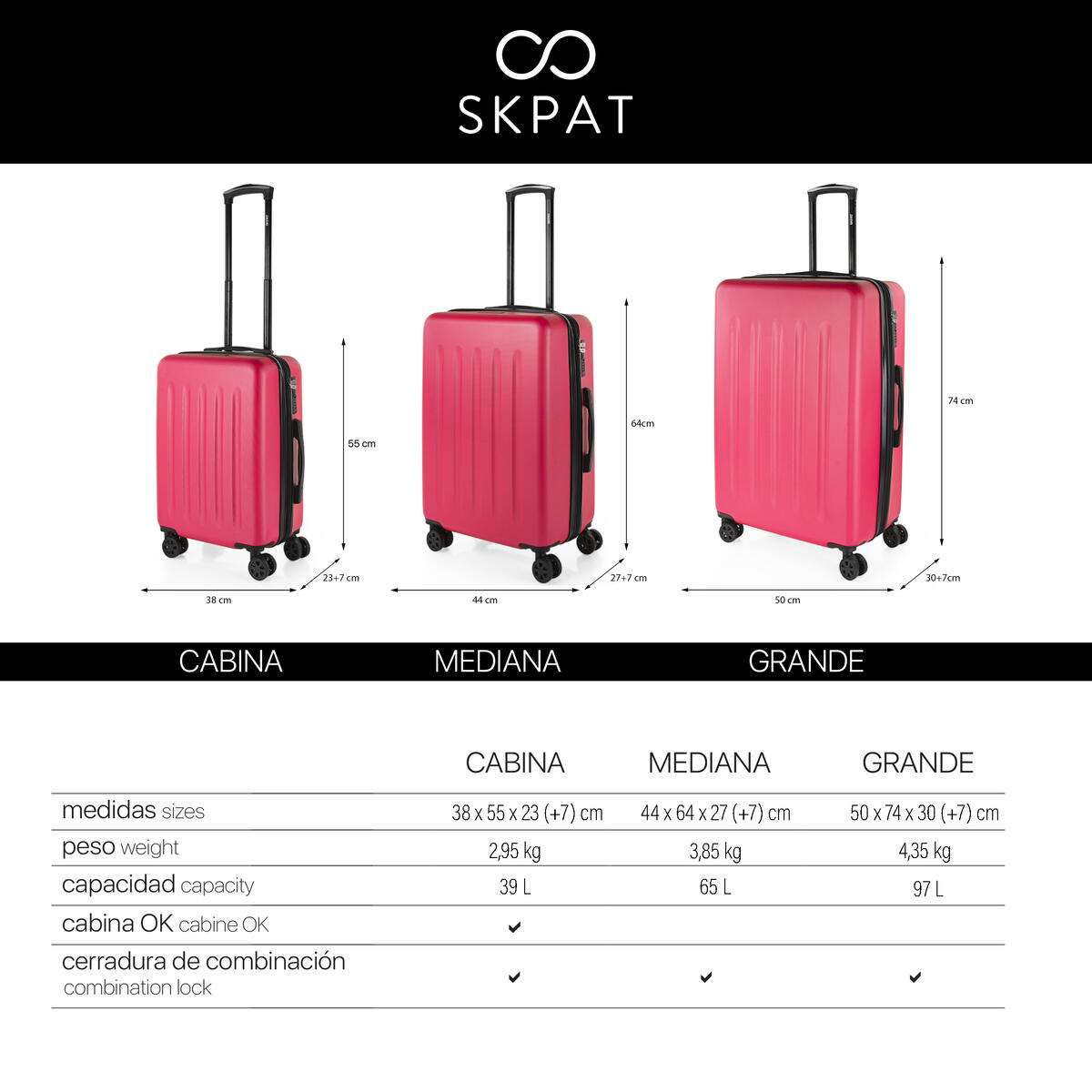Maleta Abs Grande 97L Skpat Lisboa 50X74x30cm 7/7