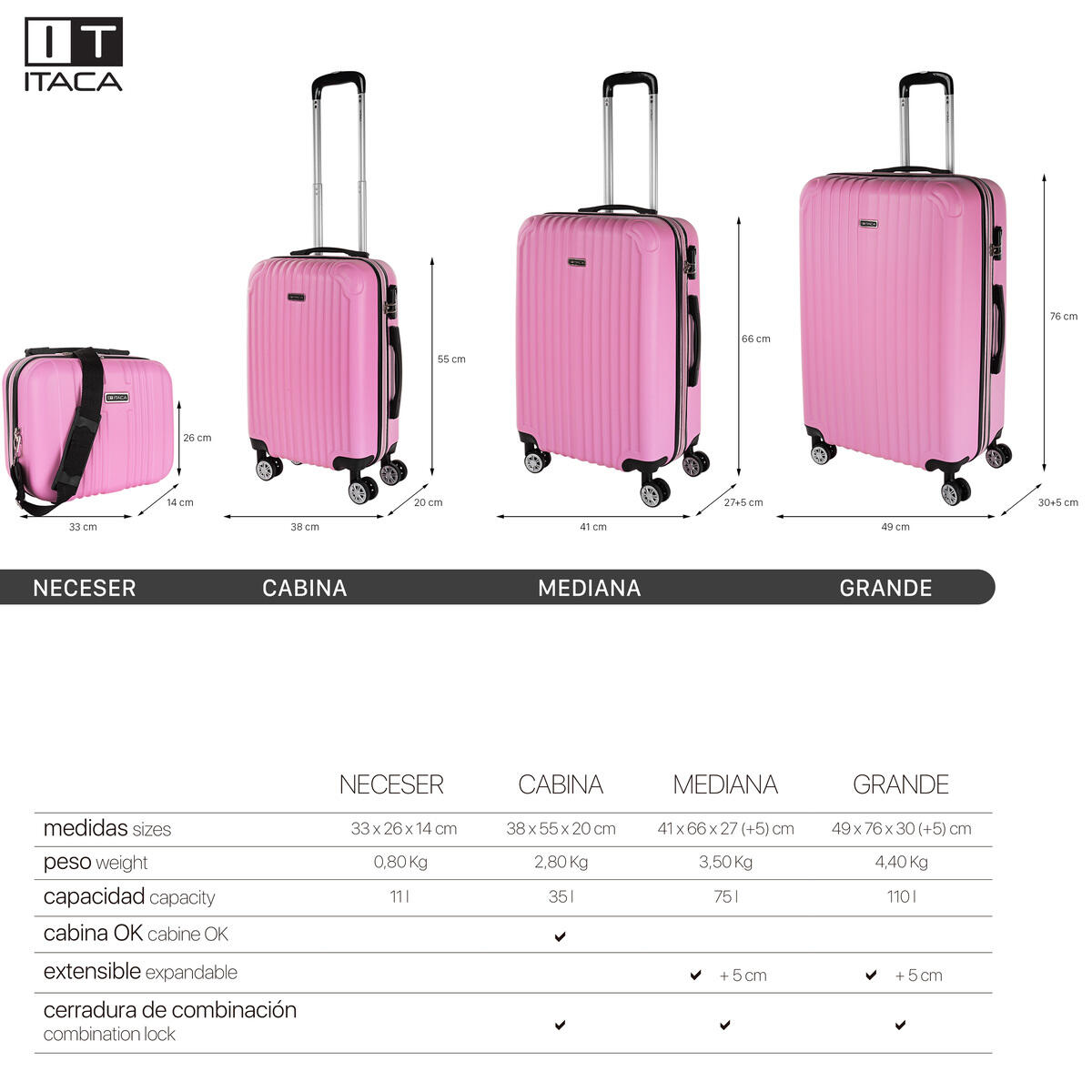 Maleta Grande Abs 104L Itaca Sevron 76Cm 5/7