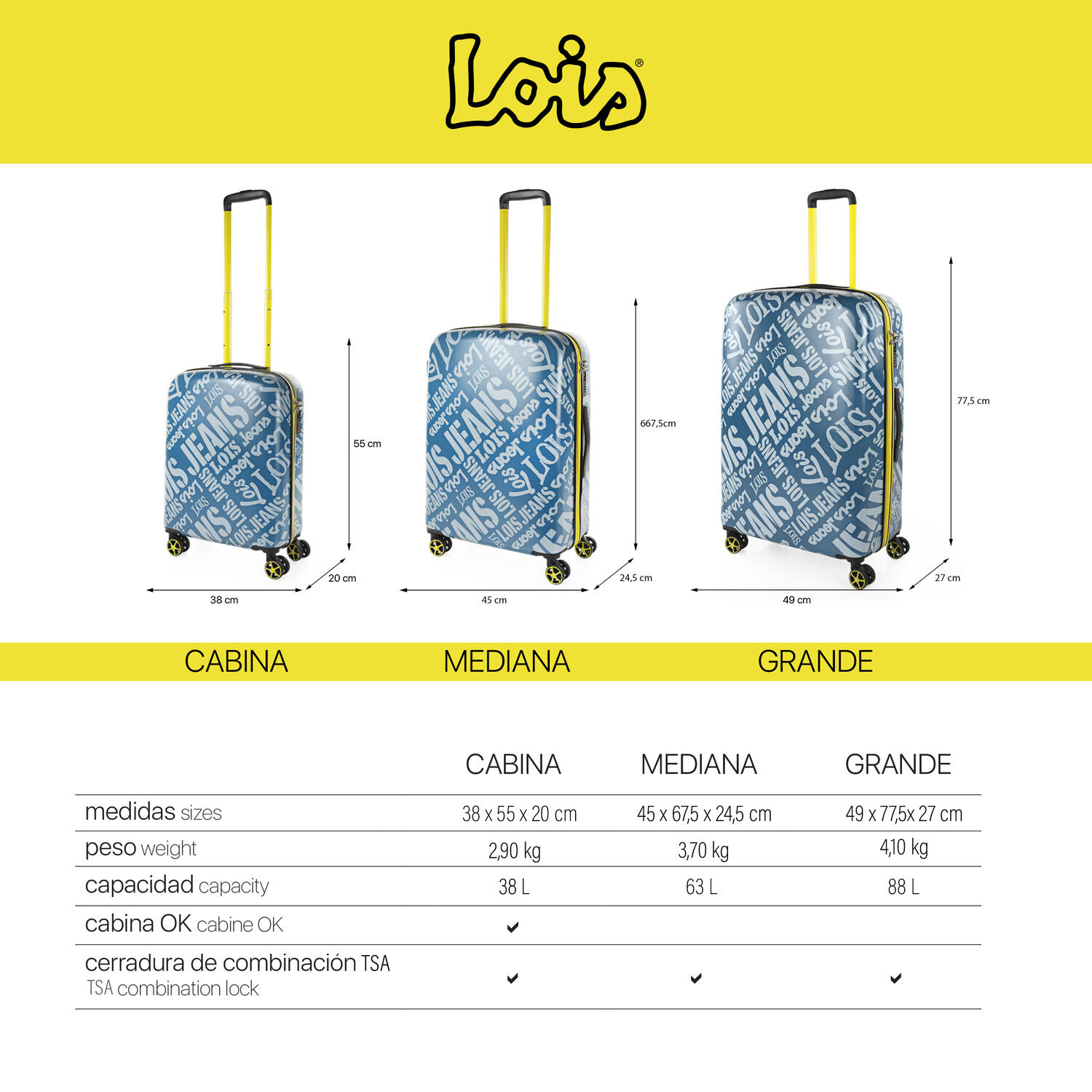 Maleta Pc Mediana 63L Lois Kenner 45X67,5X24,5Cm 6/7