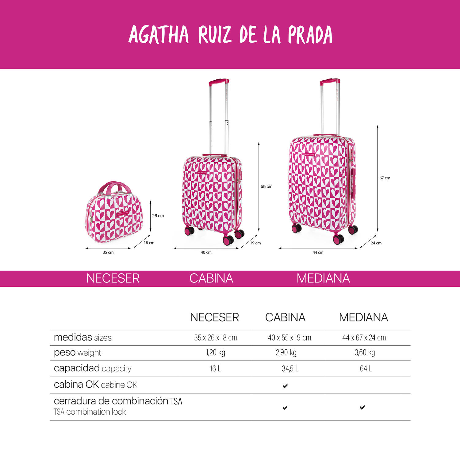Maleta Pc Mediana 64L Agatha Ruiz De La Prada Mirror 44X67x24cm 6/7