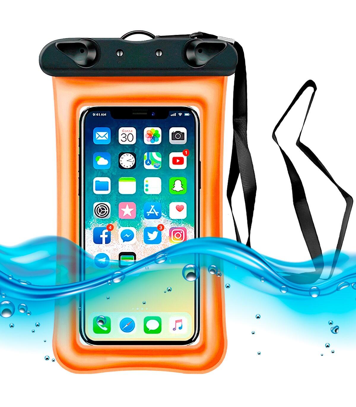 Custodia Impermeabile Smartphone Universale Subacquea Galleggiante - Arancione 3/5