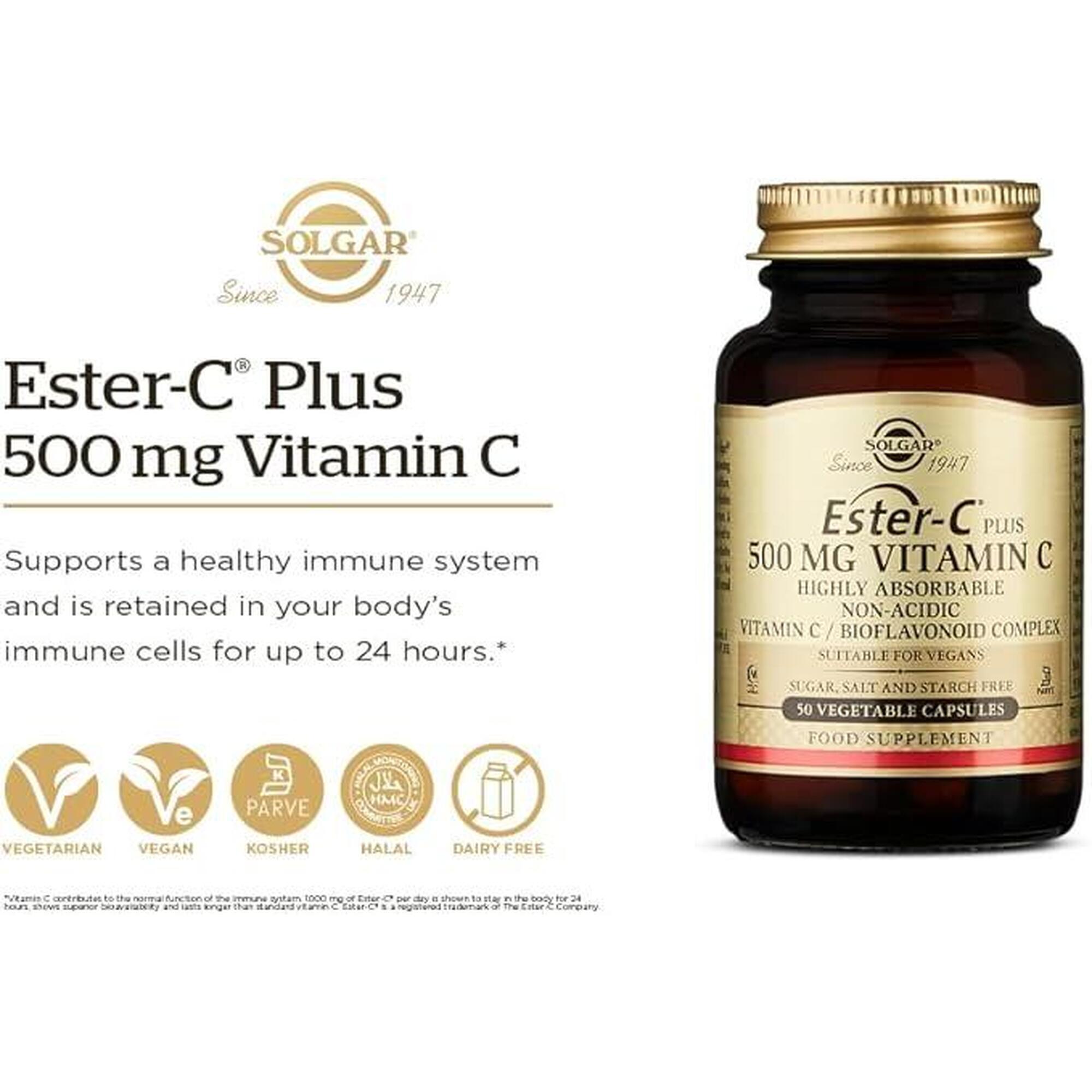 SOLGAR Ester-C Plus 500mg Vitamina C 50 Cápsulas Vegetales