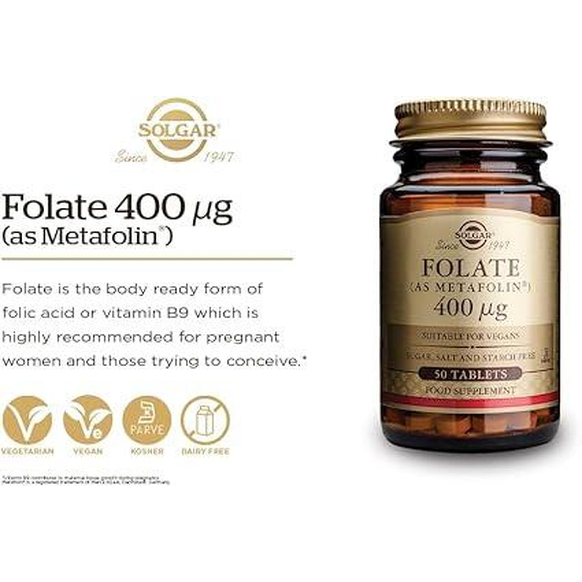 SOLGAR Folato (como Metafolin) 400mcg 50 comprimidos