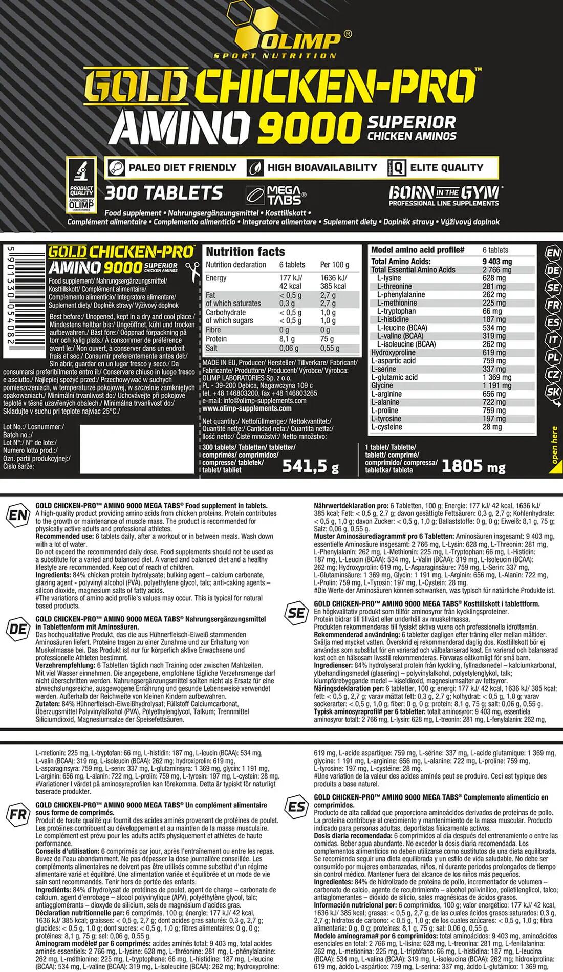 OLIMP SPORT Gold Chicken-Pro Amino 9000 300 tabl. 2/5