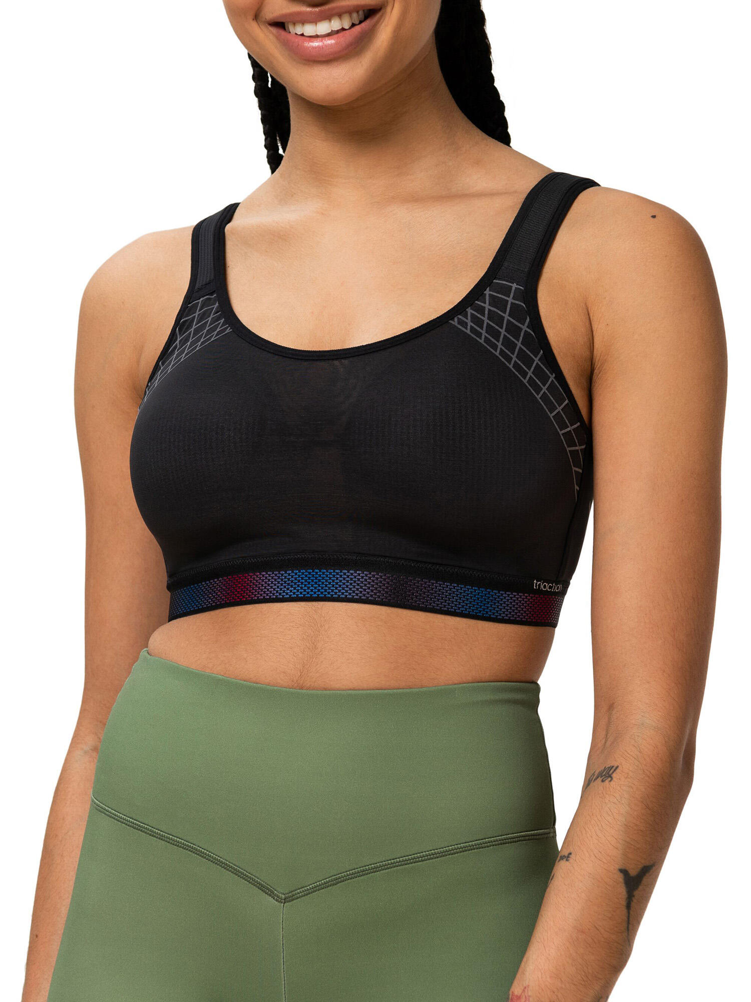 Sport-BH maximaler Halt Damen - Triaction Cardio Flow schwarz 4/5