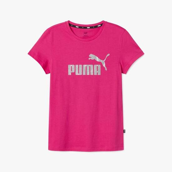 T-shirt donna puma logo glitter - fucsia