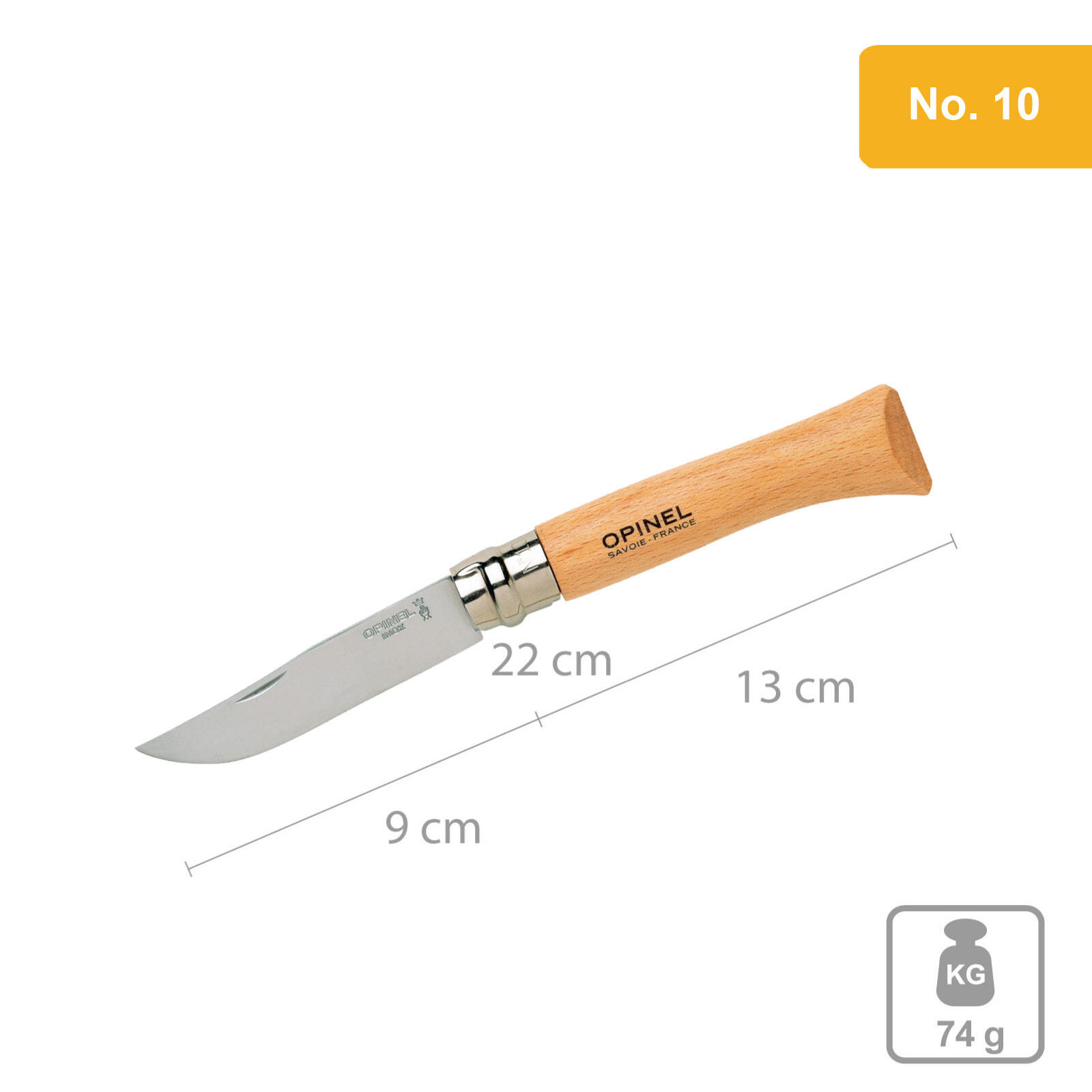Opinel - Couteau De Camping Acier Poche Pliant Bois Manche No.10 Inox - Couteau - Marron - Taille Unique - Decathlon