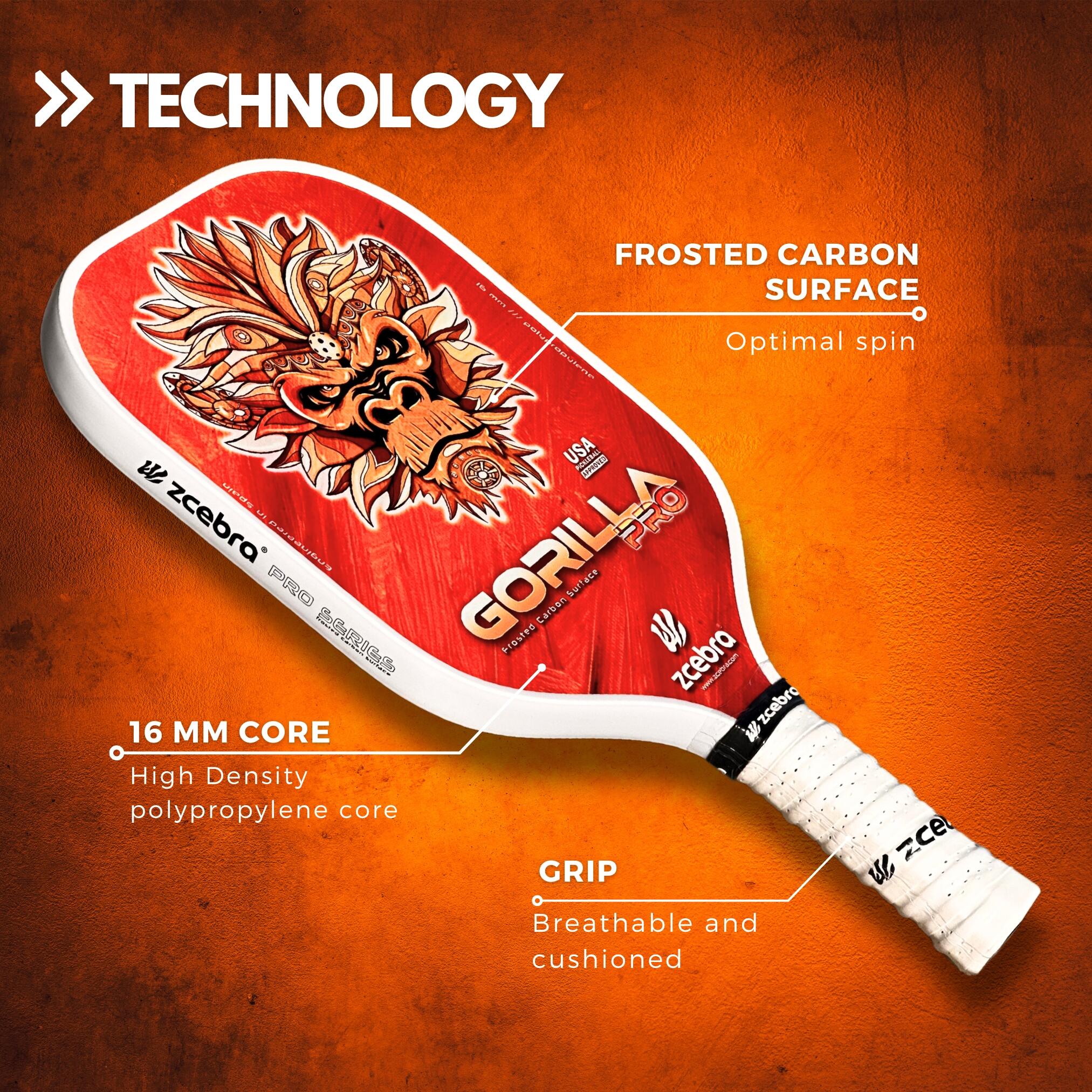Pala de Pickleball Zcebra Gorilla Pro Pure Carbon 2/7