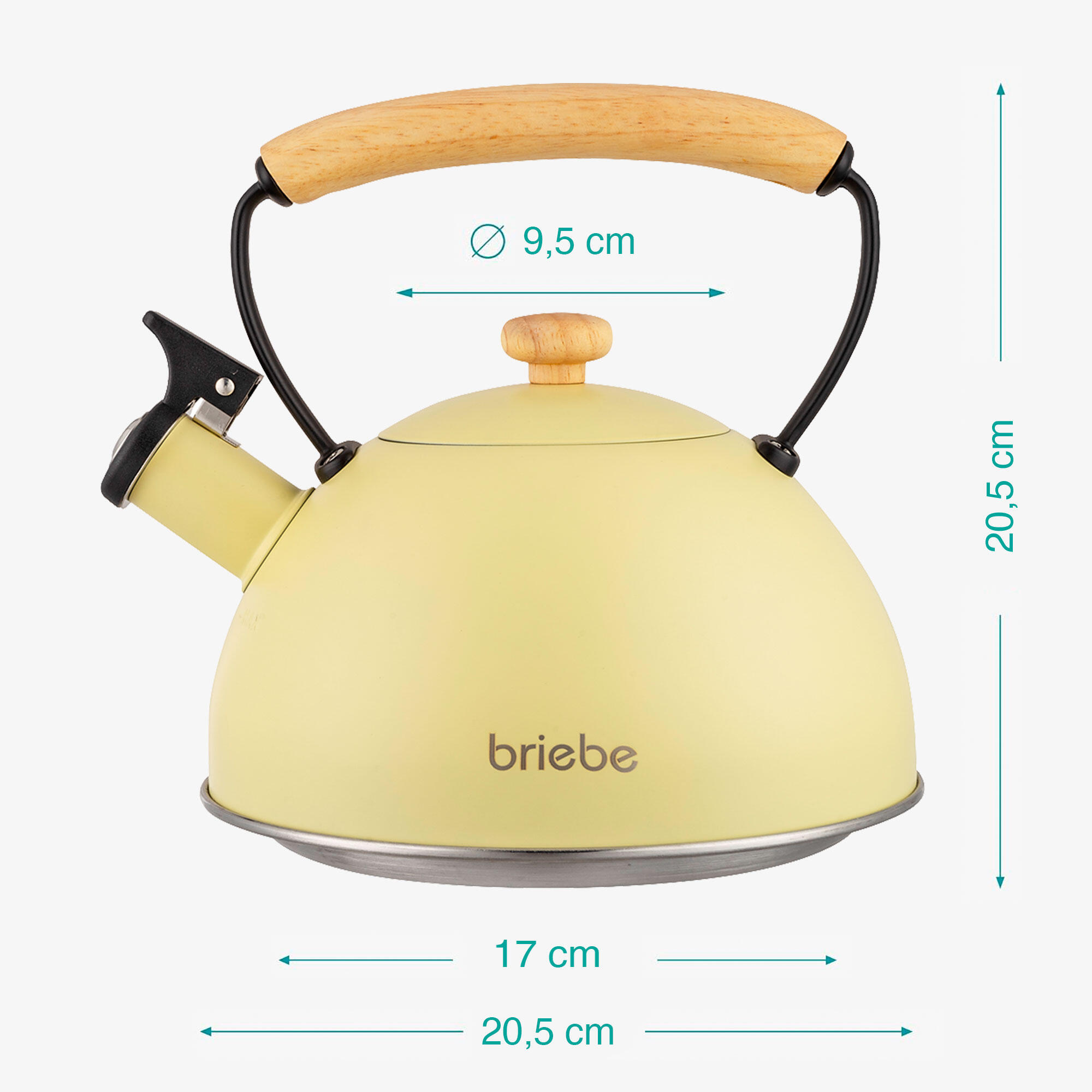 Bouilloire en Acier Inoxydable 2,3 Litres, Théière à Sifflet Poignée Cool briebe 4/8